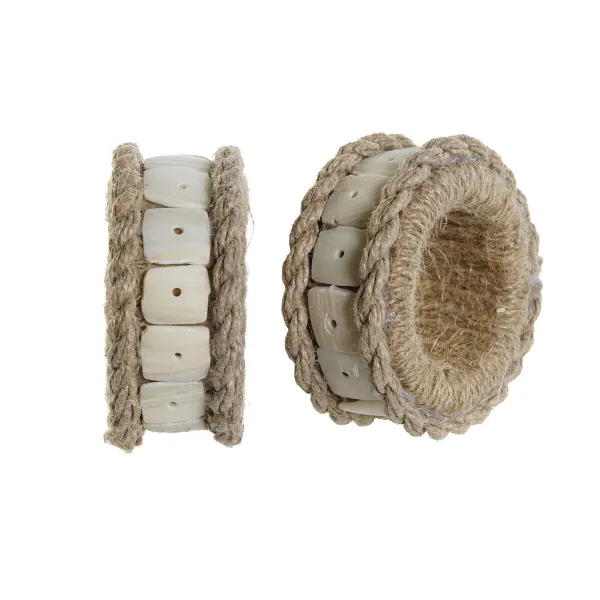 Servetėlės žiedas DKD Home Decor Natūralus Žgutas Derva Aliuminis 6 x 3 x 6 cm 4 Dalys