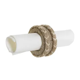 Кольцо для салфетки DKD Home Decor Натуральный Джут Древесина манго 6 x 3 x 6 cm 4 Предметы