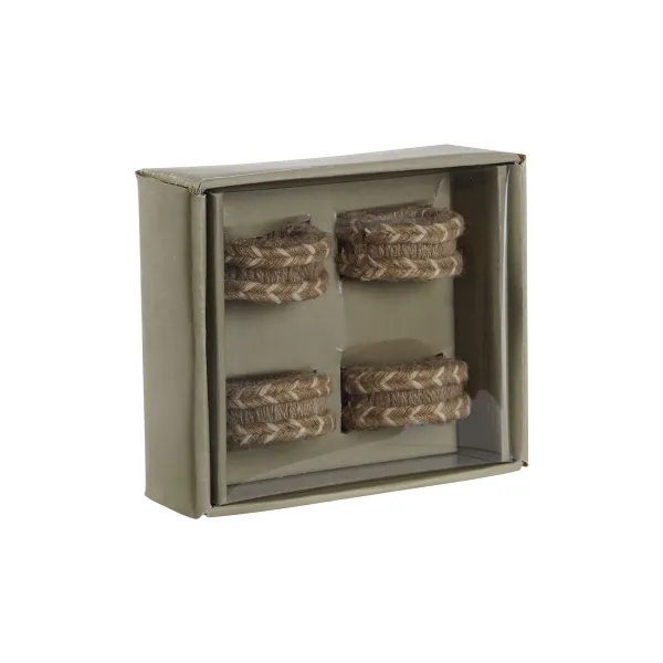 Salvešu gredzens DKD Home Decor Dabisks Džuts Mango koks 6 x 3 x 6 cm 4 Daudzums