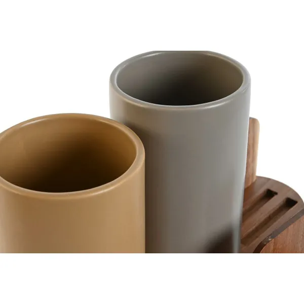 Pot for Kitchen Utensils Home ESPRIT Acacia Dolomite 20 x 9,5 x 18,5 cm (2 Units)