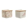 Kannellinen suolasirotin Home ESPRIT Valkoinen Pinkki Liila Bambu 750 ml 14 x 12,5 x 12 cm (2 osaa)