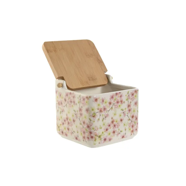 Kannellinen suolasirotin Home ESPRIT Valkoinen Pinkki Liila Bambu 750 ml 14 x 12,5 x 12 cm (2 osaa)