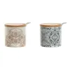 Sugar Bowl Home ESPRIT Blue Beige Pink Lilac Bamboo Dolomite 7,5 x 7,5 x 7,5 cm (2 Units)