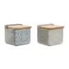 Kannellinen suolasirotin Home ESPRIT Sininen Beige Pinkki Liila Bambu 750 ml 14 x 12,5 x 12 cm (2 osaa)