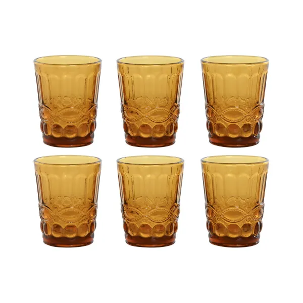 Stiklinių rinkinys Home ESPRIT Gintaras Stiklas Su palengvėjimu 240 ml (6 vnt.)