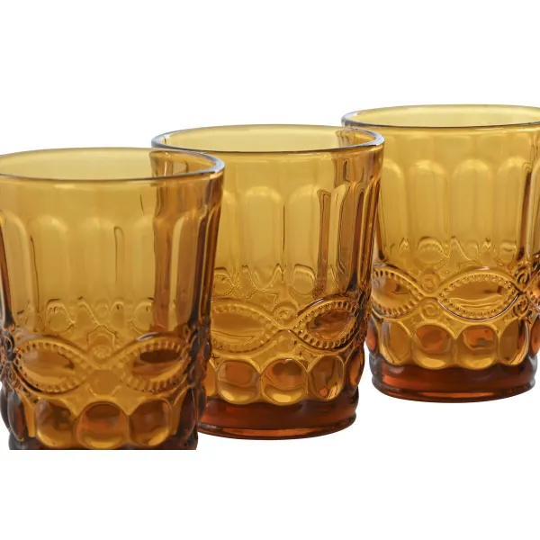 Glāžu komplekts Home ESPRIT Dzintars Stikls Ar reljefu 240 ml (6 gb.)