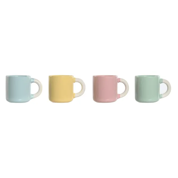 Komplekts ar kafijas tasēm Home ESPRIT Dzeltens Zils Zaļš Rozā Porcelāns 110 ml 4 Daudzums