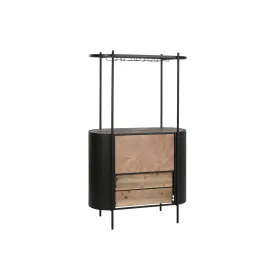 Butelių laikiklis Home ESPRIT Juoda Natūralus Metalinis Eglė 90 x 36 x 150 cm