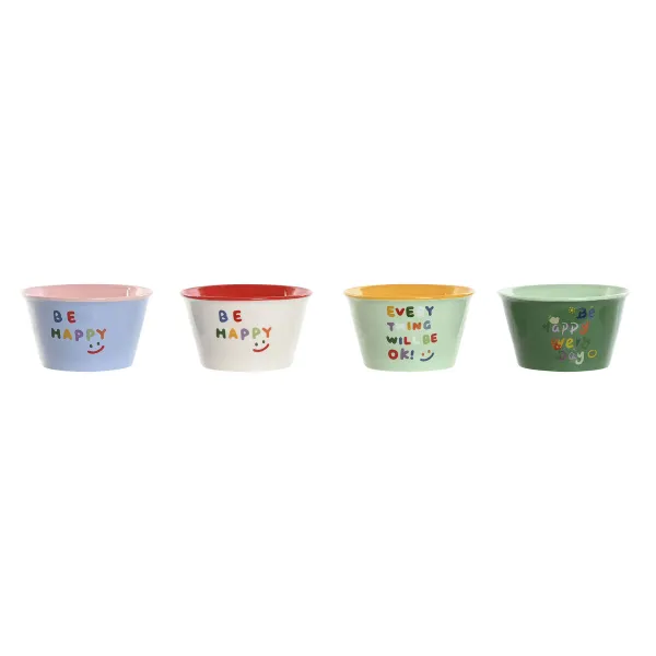 Kulho Home ESPRIT Monivärinen Shabby Chic 480 ml 13,2 x 13,2 x 7,5 cm (4 osaa)