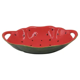 Uzkodu Bļoda Home ESPRIT Sarkans Zaļš Keramika Arbūzs 30 x 19,5 x 7,5 cm