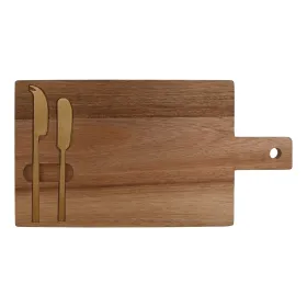 Sūrio lenta Home ESPRIT Nerūdijantis plienas Akacija 38 x 20 x 1,5 cm (3 Dalys)
