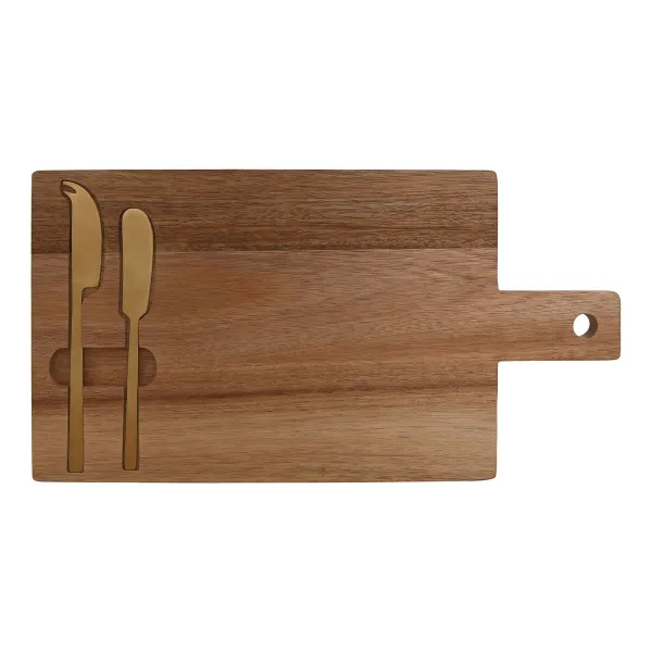 Cheese board Home ESPRIT Stainless steel Acacia 38 x 20 x 1,5 cm (3 Pieces)