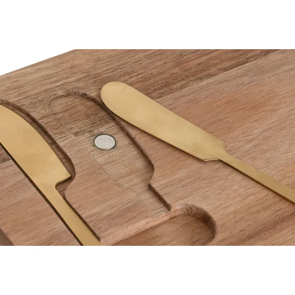 Cheese board Home ESPRIT Stainless steel Acacia 38 x 20 x 1,5 cm (3 Pieces)