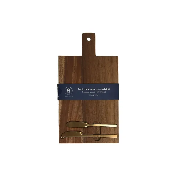 Cheese board Home ESPRIT Stainless steel Acacia 38 x 20 x 1,5 cm (3 Pieces)