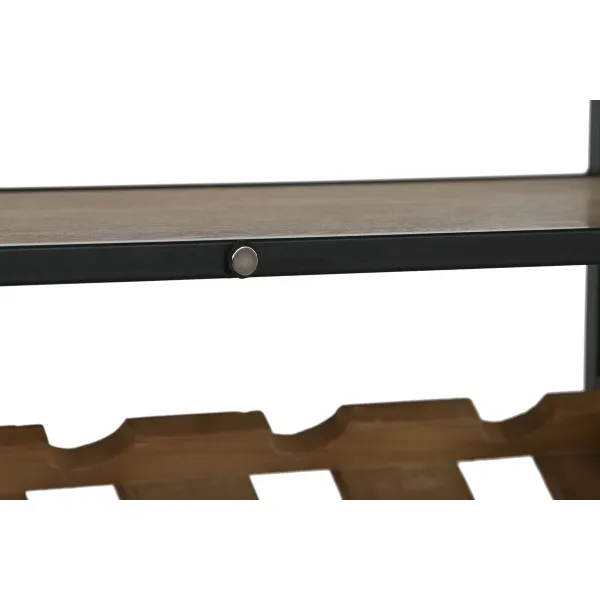 Butelių laikiklis Home ESPRIT Juoda Natūralus Medžio Metalinis Stiklas 102 x 32 x 60 cm