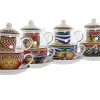 Tējkanna Home ESPRIT Dzeltens Sarkans Stikls Porcelāns 1 L (4 gb.)