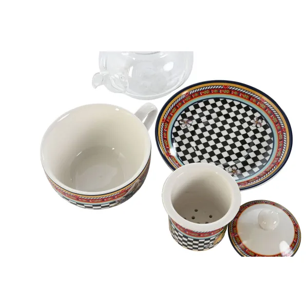 Teapot Home ESPRIT Yellow Red Crystal Porcelain 1 L (4 Units)