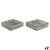 Box for Infusions Home ESPRIT Brown Beige Metal Crystal MDF Wood 24 x 24 x 6,5 cm (2 Units)