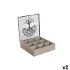 Box for Infusions Home ESPRIT Brown Beige Metal Crystal MDF Wood 24 x 24 x 6,5 cm (2 Units)