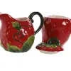 Pienpuodis ir cukrinė Home ESPRIT Raudona Keramikos dirbinys 15 x 10 x 11 cm 2 Dalys