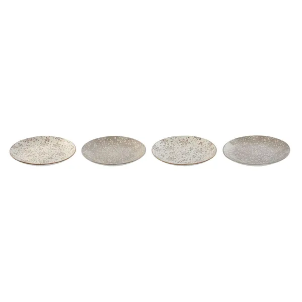 Lautassetti Home ESPRIT Ruskea Beige Posliini 19 x 19 x 2 cm