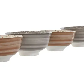 Набор мисок Home ESPRIT Коричневый Бежевый Фарфор Цветы Shabby Chic 11,5 x 11,5 x 6 cm
