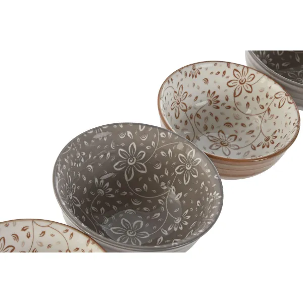 Kulhosetti Home ESPRIT Ruskea Beige Posliini Gėlės Shabby Chic 11,5 x 11,5 x 6 cm
