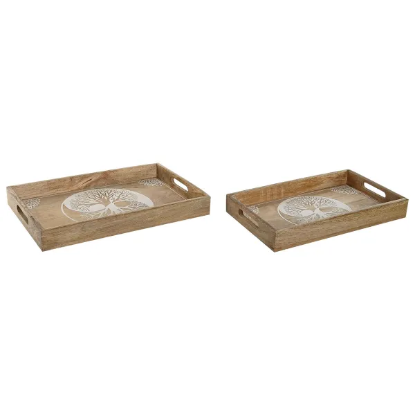 Uzkodu paplāte Home ESPRIT Balts Dabisks Koks Indietis Kails 43,5 x 27 x 5,5 cm (2 gb.)