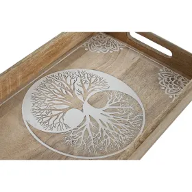 Uzkodu paplāte Home ESPRIT Balts Dabisks Koks Indietis Kails 43,5 x 27 x 5,5 cm (2 gb.)