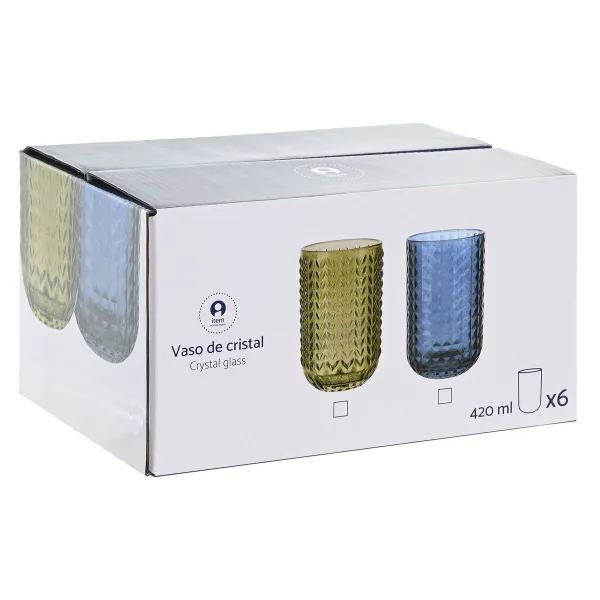 Set of glasses Home ESPRIT Blue Crystal 420 ml (6 Units)