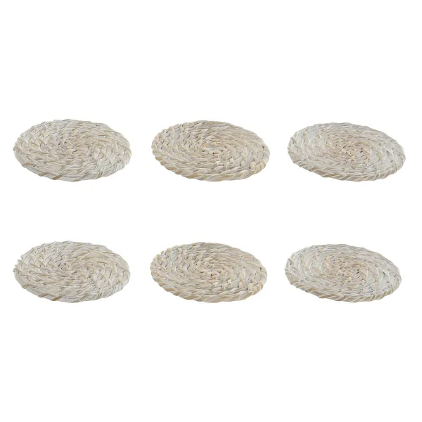 Костер Home ESPRIT Белый Натуральный Бамбук ротанг 12 x 12 x 6 cm