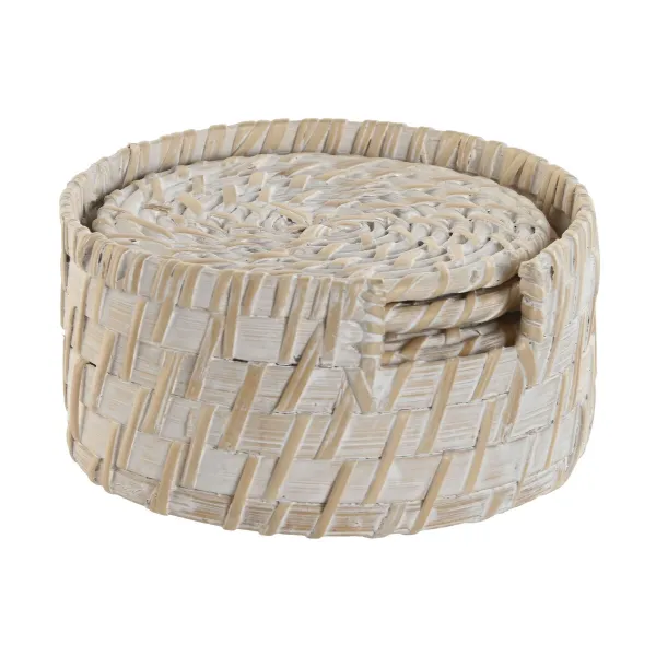 Костер Home ESPRIT Белый Натуральный Бамбук ротанг 12 x 12 x 6 cm