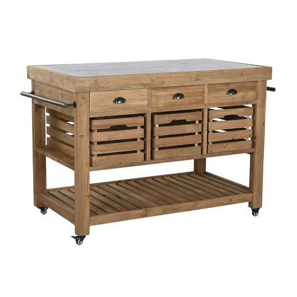 Virtuvės baldai Home ESPRIT Juoda Natūralus 142 x 75 x 96 cm