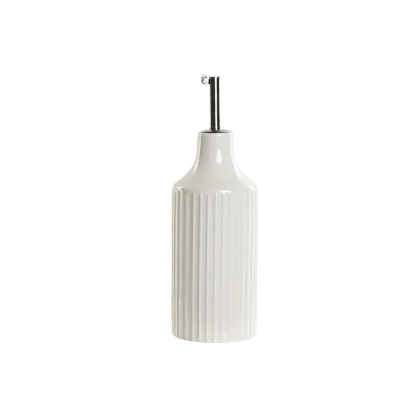 Cruet Home ESPRIT White Silver Stainless steel Porcelain Urban 350 ml 7 x 7 x 22 cm