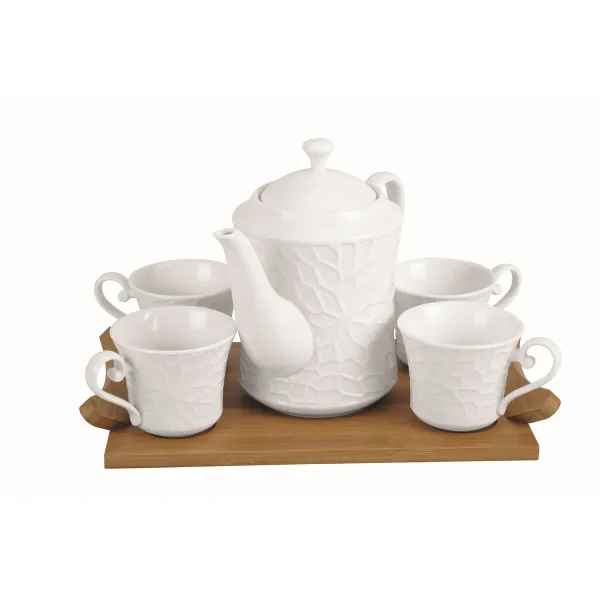 Piece Coffee Cup Set Home ESPRIT White Bamboo Porcelain