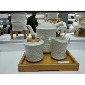 Menāža Home ESPRIT Balts Bambuss Porcelāns