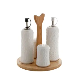Menāža Home ESPRIT Balts Bambuss Porcelāns