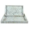 Uzkodu paplāte Home ESPRIT Balts Brūns Tropiskais 46 x 27 x 4,5 cm (2 gb.)