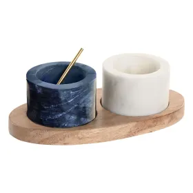 Druskinė ir pipirinė Home ESPRIT Balta Juoda Natūralus Nerūdijantis plienas Akacija 20 X 10 X 7,6 CM