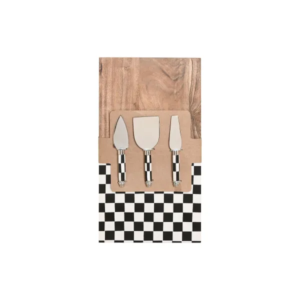Cutting board Home ESPRIT White Black Natural Modern 20 X 38 X 1,5 CM (4 Pieces)