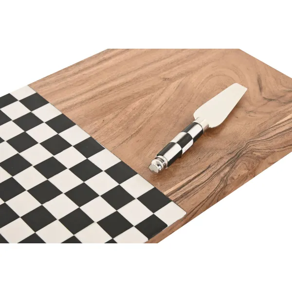 Griešanas dēlis Home ESPRIT Balts Melns Dabisks Moderns 20 X 38 X 1,5 CM (4 Daudzums)