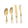 Galda piederumi Home ESPRIT Balts Bronza Nerūsējošais tērauds Perlamutrs 4,5 X 2 X 21 CM 16 Daudzums
