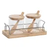 Cukraus dubuo Home ESPRIT Natūralus Bambukas Stiklas 21,5 X 10,5 X 10 CM 2 Dalys