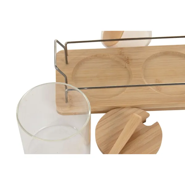 Cukurtrauks Home ESPRIT Dabisks Bambuss Stikls 21,5 X 10,5 X 10 CM 2 Daudzums