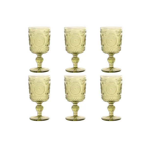 Setti laseja Home ESPRIT Vihreä Kristalli 310 ml (6 osaa)