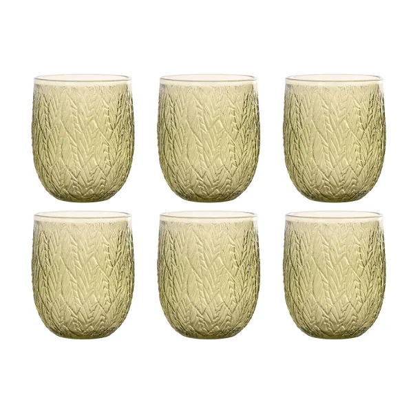 Stiklinių rinkinys Home ESPRIT Žalia Stiklas Su palengvėjimu 360 ml (6 vnt.)