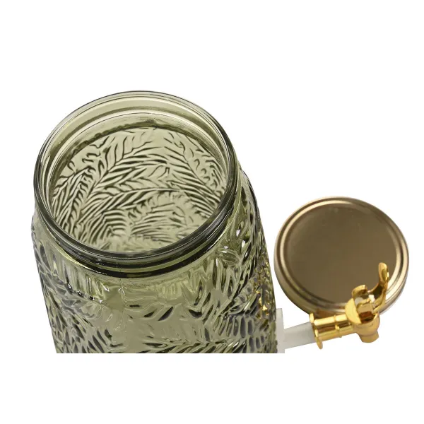 Drinks dispenser Home ESPRIT Green Golden Metal Crystal polystyrene 3,3 L 19,3 X 19,3 X 36 CM