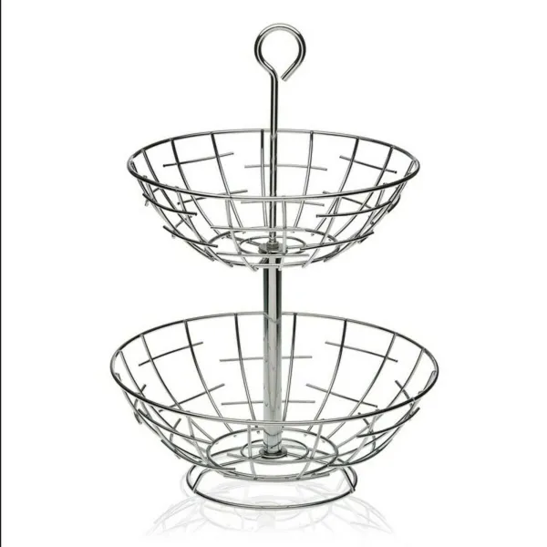 Vaisių dubuo Versa 2 Lentynos Metalinis Sidabras Plienas 28 x 41 x 28 cm