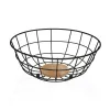 Augļu Bļoda Versa Melns 28 x 12 x 28 cm Koks Kaučuka koks Tērauds Dzelzs