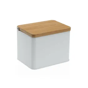Druskinė su dangteliu Versa Balta Metalinis Bambukas 11 x 11 x 14 cm